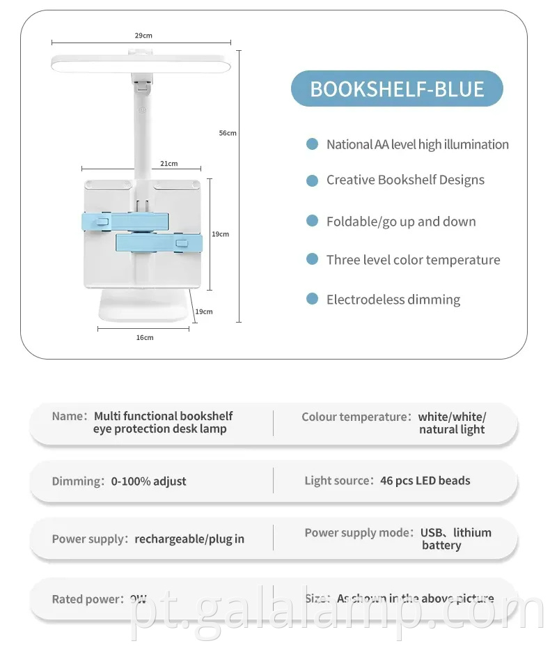 Lâmpada de mesa LED recarregável que cuida dos olhos Eye-caring Rechargeable LED Desk Lamp